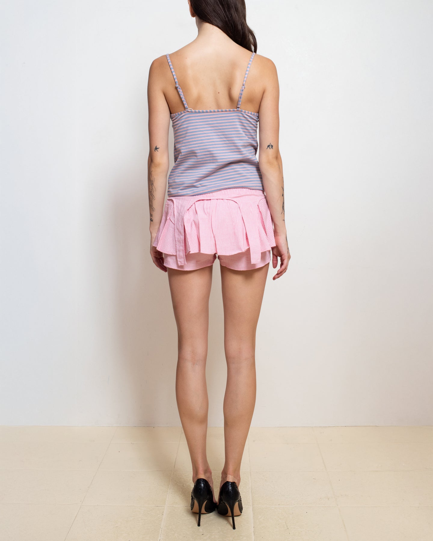 Pink Gingham Garter Skirt